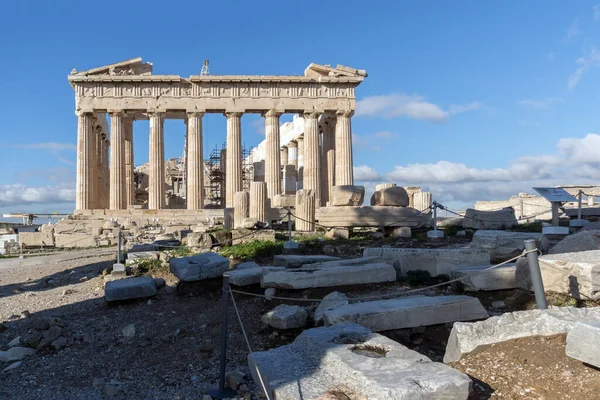 Antikes Gebäude Des Parthenon Auf Der Akropolis Von Athen Attika — Stockfoto