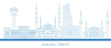 Ankara, Türkiye 'nin Skyline panoraması - vektör illüstrasyonu
