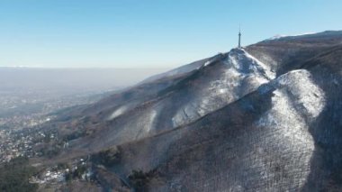 Bulgaristan 'ın Sofya Şehir Bölgesi, Vitosha Dağı' nın Hava Kış Manzarası