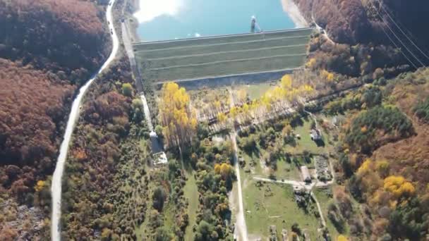 Luftaufnahme Des Bebresh Stausees Vitinya Pass Gebiet Sofia Bulgarien — Stockvideo