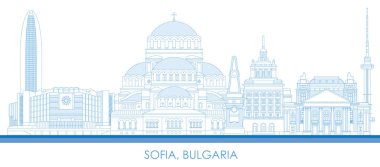 Bulgaristan 'ın Sofya kentinin Skyline ana hatları - vektör illüstrasyonu