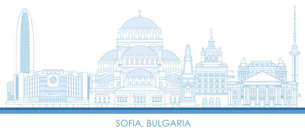 Περίγραμμα Πανόραμα Skyline Της Πόλης Της Σόφιας Βουλγαρία Διανυσματική Απεικόνιση — Διανυσματικό Αρχείο