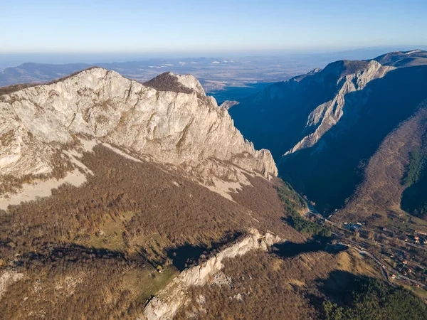 stock image Amazing Aerial Autumn Landscape of Balkan Mountains and Vratsata pass, Bulgaria