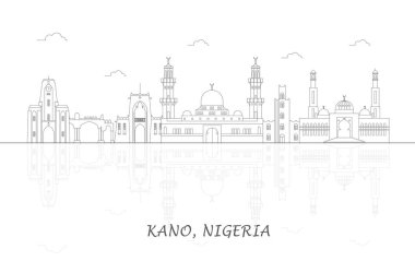 Kano, Nijerya 'nın Skyline panoraması - vektör illüstrasyonu