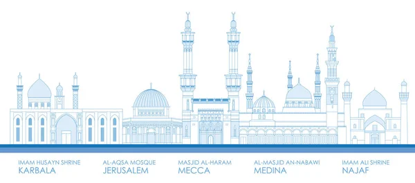 Aperçu Skyline Panorama Des Mosquées Les Célèbres Illustration Vectorielle — Image vectorielle