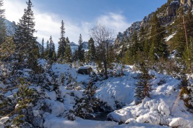Bulgaristan 'ın Malyovitsa zirvesi yakınlarındaki Rila Dağı' nın şaşırtıcı kış manzarası