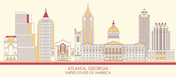 Cartoon Skyline Panorama Atlanta Geórgia Estados Unidos Ilustração Vetorial —  Vetores de Stock