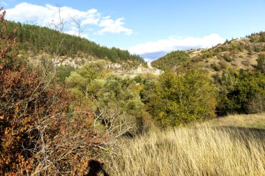 Nishava nehir boğazının sonbahar manzarası, Balkan Dağları, Bulgaristan