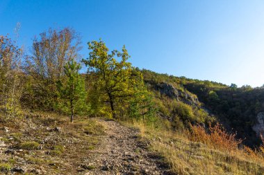 Nishava nehir boğazının sonbahar manzarası, Balkan Dağları, Bulgaristan