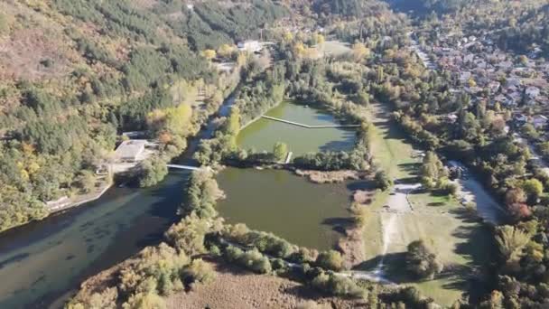 Vue Aérienne Automne Lac Pancharevo Région Sofia Bulgarie — Video