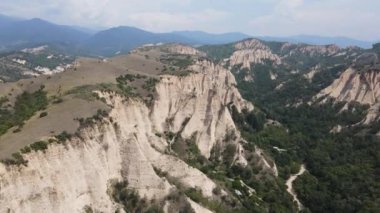 Melnik kum piramitlerinin hava manzarası, Blagoevgrad bölgesi, Bulgaristan