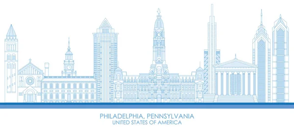 Outline Panorama Skyline Philadelphia Pennsylvania Stati Uniti Illustrazione Vettoriale — Vettoriale Stock