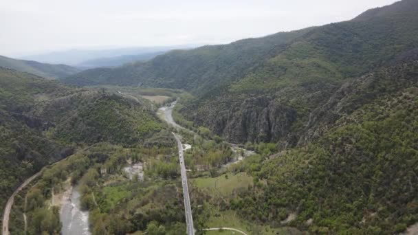 Vue Aérienne Rivière Struma Traversant Gorge Kresna Bulgarie — Video