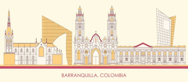 Cartoon Skyline Πανόραμα Της Πόλης Της Barranquilla Κολομβία Εικονογράφηση Φορέα — Διανυσματικό Αρχείο