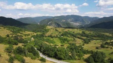Aerial summer view of Rhodope Mountains near Borino, Smolyan Region, Bulgaria