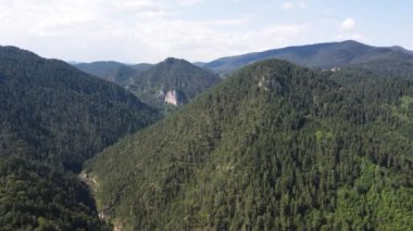 Aerial summer view of Rhodope Mountains near Borino, Smolyan Region, Bulgaria