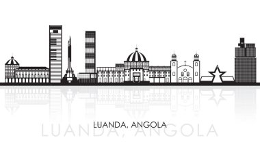Luanda, Angola 'nın siluet Skyline panoraması - vektör illüstrasyonu