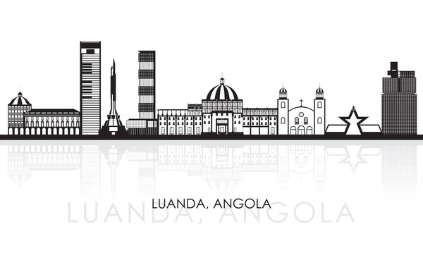 Panorama Silhouette Skyline Ville Luanda Angola Illustration Vectorielle — Image vectorielle