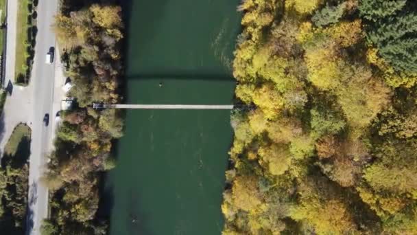 Aerial Autumn View Pasarel Reservoir Sofia City Region Bulgaria — Stock Video