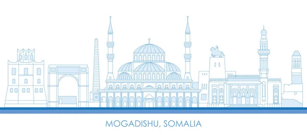 Obrys Panorama Města Mogadiša Somálsko Vektorová Ilustrace — Stockový vektor