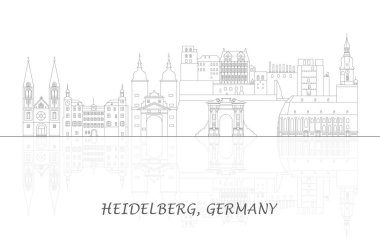Almanya 'nın Heidelberg şehrinin Skyline ana hatları - vektör illüstrasyonu