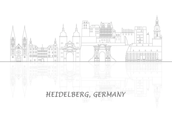 Outline Skyline Panorama City Heidelberg Germany Vector Illustration — Vector de stock