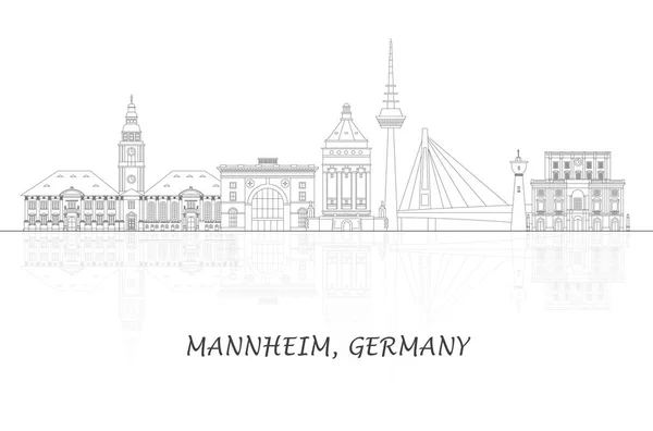 Outline Skyline Panorama City Mannheim Germany Vector Illustration — Vector de stock