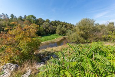 Bulgaristan 'ın Lovech Bölgesi' nin Aglen köyü yakınlarından geçen Vit Nehri 'nin şaşırtıcı manzarası