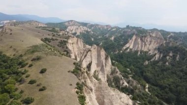 Melnik kum piramitlerinin hava manzarası, Blagoevgrad bölgesi, Bulgaristan