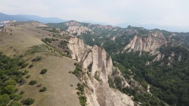 Vue Aérienne Des Pyramides Sable Melnik Région Blagoevgrad Bulgarie — Video