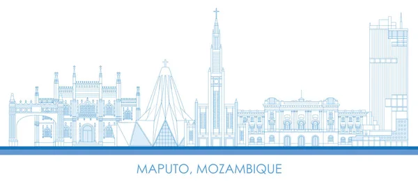 Esboço Panorama Panorâmico Cidade Maputo Moçambique Ilustração Vetorial —  Vetores de Stock