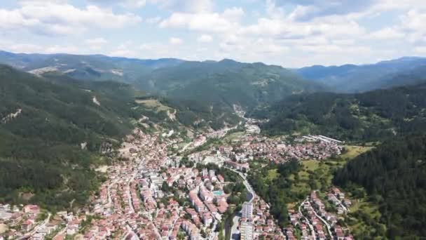 Aerial View Famous Spa Resort Town Devin Smolyan Region Bulgaria — Stok video
