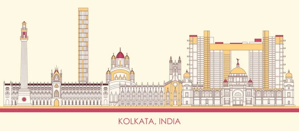 Cartoon Skyline Πανόραμα Της Πόλης Της Καλκούτα Ινδία Εικονογράφηση Φορέα — Διανυσματικό Αρχείο