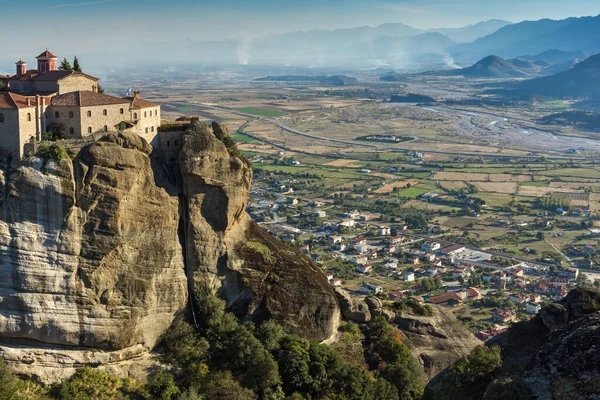 Incrível Vista Panorâmica Dos Mosteiros Meteora Tessália Grécia — Fotografia de Stock