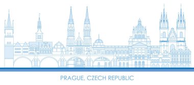 Çek Cumhuriyeti 'nin Prag şehrinin Skyline ana hatları - vektör illüstrasyonu