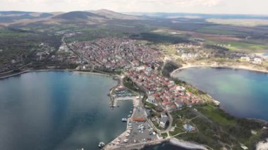 Bulgaristan 'ın Burgaz Bölgesi Çarevo kentinin hava manzarası 