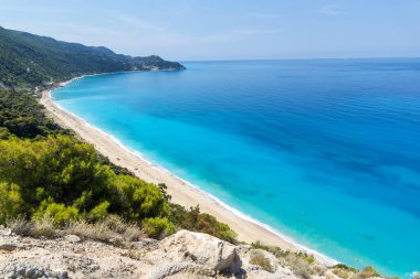 Lefkada, İyon Adaları, Yunanistan 'ın kıyı şeridinin inanılmaz panoramik manzarası