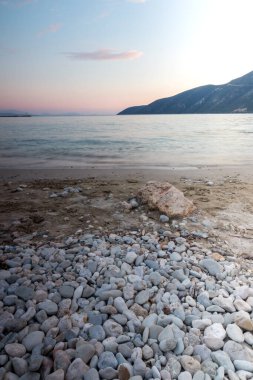 Lefkada, İyon Adaları, Yunanistan 'ın kıyı şeridinin inanılmaz panoramik manzarası