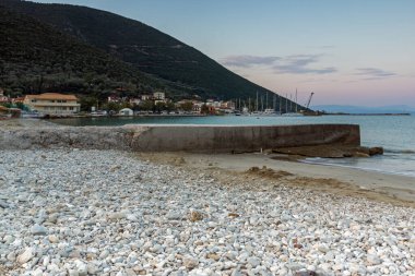 Lefkada, İyon Adaları, Yunanistan 'ın kıyı şeridinin inanılmaz panoramik manzarası