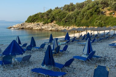 Lefkada, İyon Adaları, Yunanistan 'ın kıyı şeridinin inanılmaz panoramik manzarası