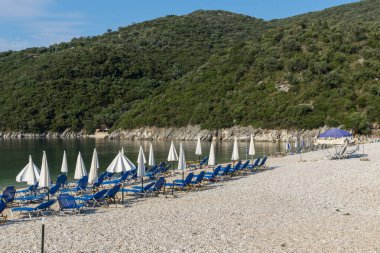 Lefkada, İyon Adaları, Yunanistan 'ın kıyı şeridinin inanılmaz panoramik manzarası