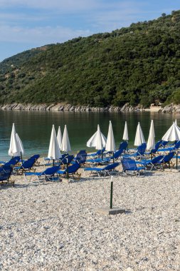 Lefkada, İyon Adaları, Yunanistan 'ın kıyı şeridinin inanılmaz panoramik manzarası