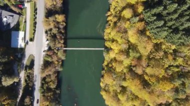 Pasarel rezervuarının hava sonbahar manzarası, Sofya şehir bölgesi, Bulgaristan