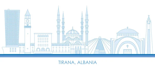 Aperçu Panorama Skyline Ville Tirana Albanie Illustration Vectorielle — Image vectorielle