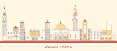 Asmara, Eritre 'nin Skyline karikatürü - vektör illüstrasyonu