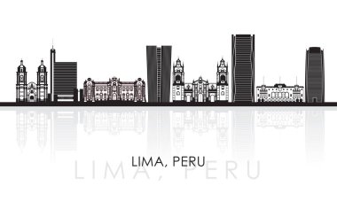 Lima, Peru 'nun siluet Skyline panoraması - vektör illüstrasyonu
