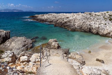 Kefalonia, İyon Adaları, Yunanistan 'ın inanılmaz kıyı şeridi manzarası