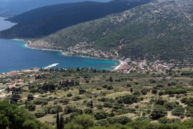 Kefalonia, İyon Adaları, Yunanistan 'ın inanılmaz kıyı şeridi manzarası