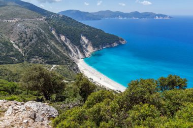 Kefalonia, İyon Adaları, Yunanistan 'ın inanılmaz kıyı şeridi manzarası
