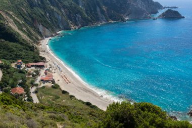 Kefalonia, İyon Adaları, Yunanistan 'ın inanılmaz kıyı şeridi manzarası